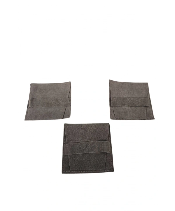 Kadife (Kemerli)Süet Kese Antrasit 25 Adet 8x8 Boy Takı, Altın Kesesi