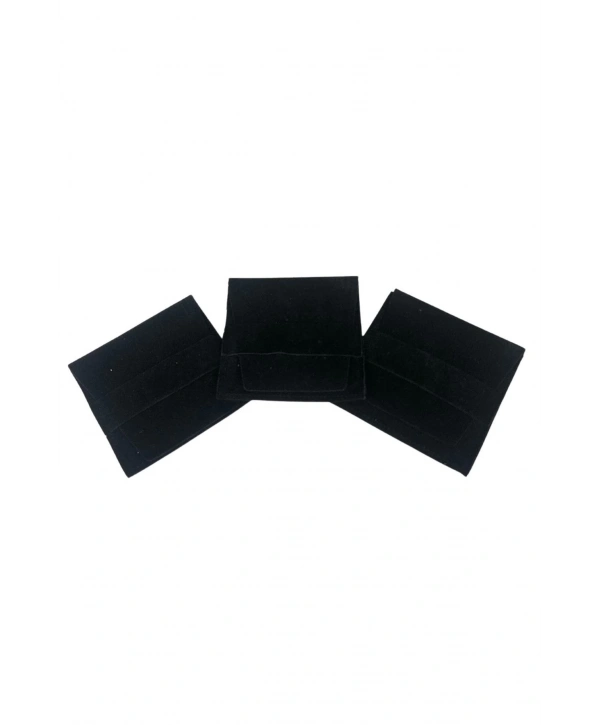 Kadife (Kemerli)Süet Kese Siyah 10 Adet 8x8 Boy Takı, Altın Kesesi