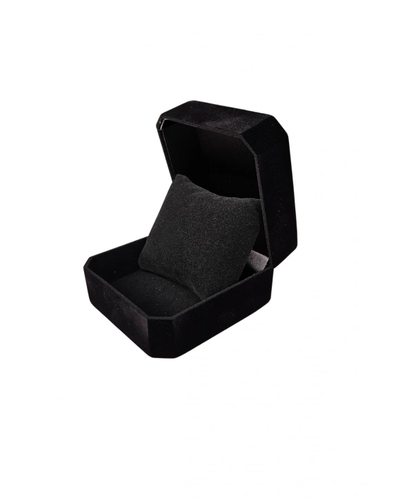 Kadife Menteşeli Saat &Bilezik Kutusu (Siyah)