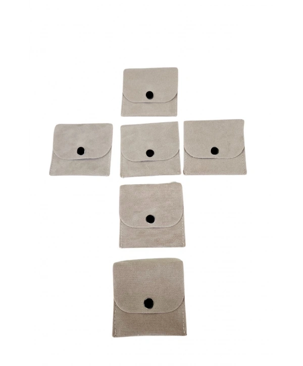 Kadife (SÜET) Zarf Kese Bej 10 Adet 7x7 cm Boy Takı, Altın Kesesi (ÇITÇITLI)