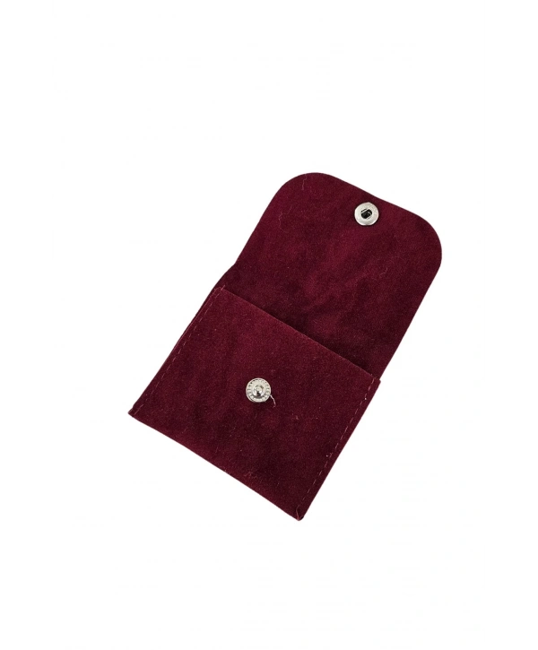 Kadife (SÜET) Zarf Kese Bordo 10 Adet 7x7 cm Boy Takı, Altın Kesesi (ÇITÇITLI)
