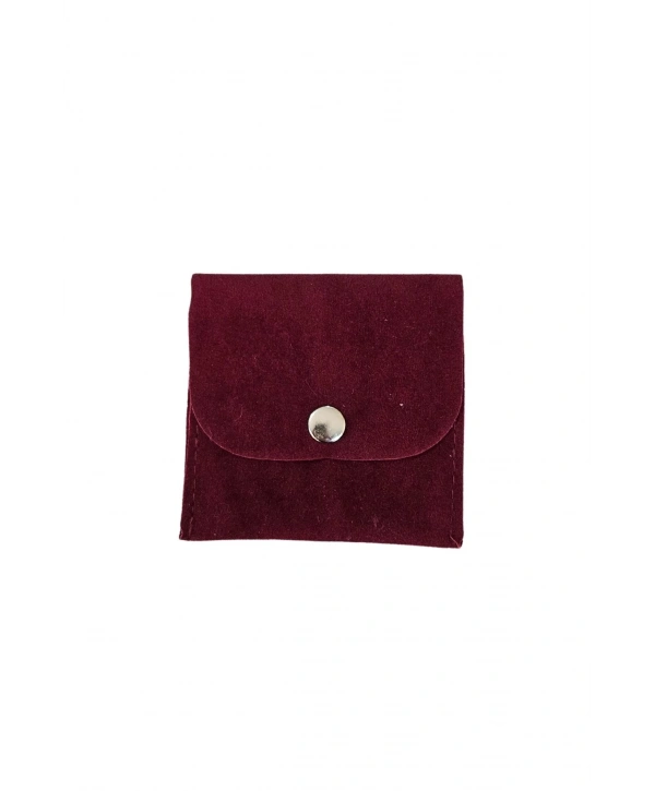 Kadife (SÜET) Zarf Kese Bordo 10 Adet 7x7 cm Boy Takı, Altın Kesesi (ÇITÇITLI)