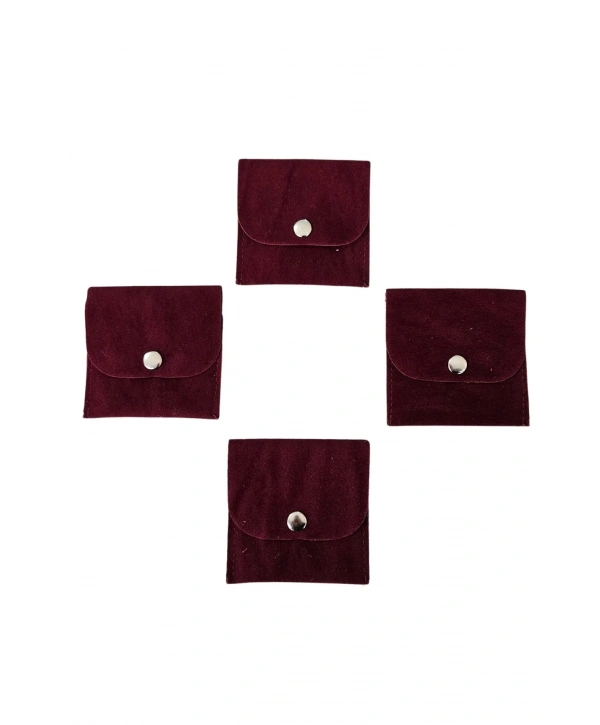 Kadife (SÜET) Zarf Kese Bordo 25 Adet 7x7 cm Boy Takı, Altın Kesesi (ÇITÇITLI)