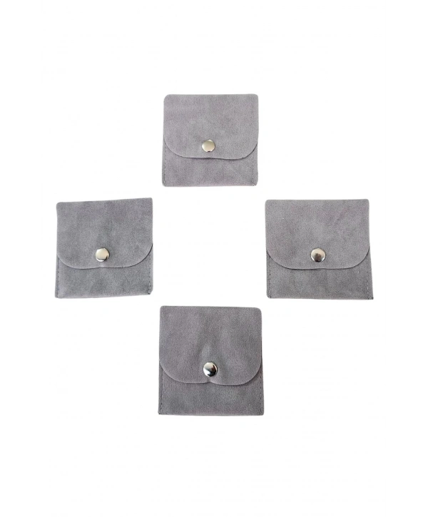 Kadife (SÜET) Zarf Kese Gri 50 Adet 7x7 cm Boy Takı, Altın Kesesi (ÇITÇITLI)