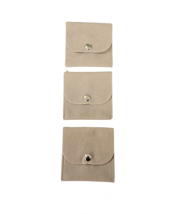 Kadife (SÜET) Zarf Kese Krem 10 Adet 7x7 cm Boy Takı, Altın Kesesi (ÇITÇITLI)