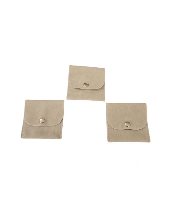 Kadife (SÜET) Zarf Kese Krem 25 Adet 7x7 cm Boy Takı, Altın Kesesi (ÇITÇITLI)