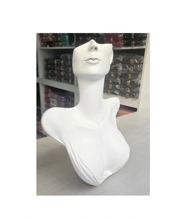 Polyester Kolye&gerdanlık Ve Küpelik Vücut Sergileme Mankeni 32 Cm Beyaz