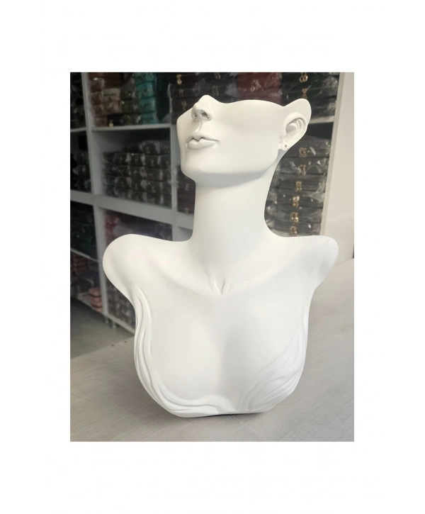 Polyester Kolye&gerdanlık Ve Küpelik Vücut Sergileme Mankeni 32 Cm Beyaz