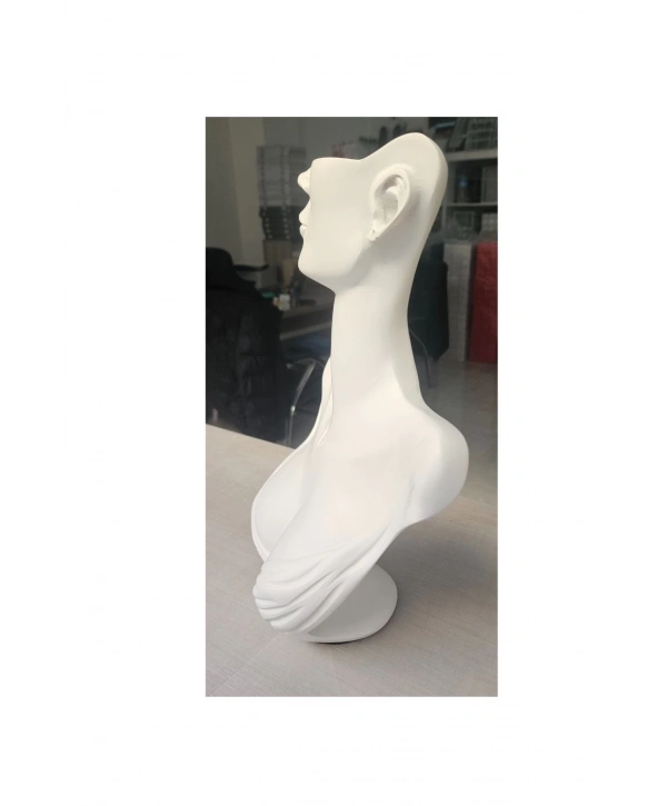 Polyester Kolye&gerdanlık Ve Küpelik Vücut Sergileme Mankeni 32 Cm Beyaz