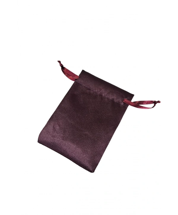 Saten & Parlak Kese Bordo 10 Adet 9x12 cm Takı, Altın Kesesi (ipli & Büzgülü)