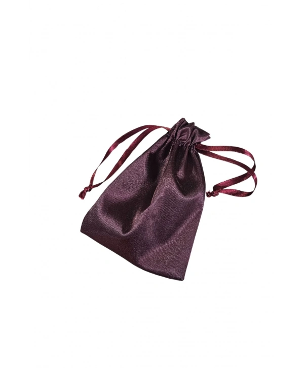 Saten & Parlak Kese Bordo 25 Adet 9x12 cm Takı, Altın Kesesi (ipli & Büzgülü)