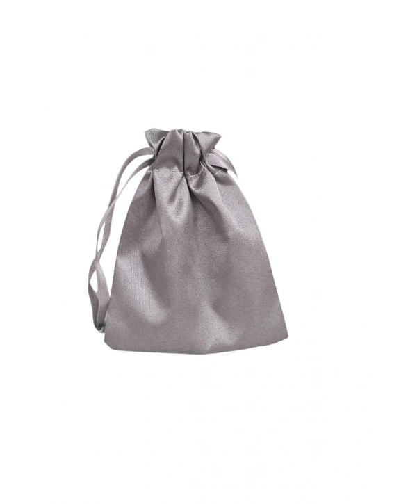 Saten & Parlak Kese Gümüş 25 Adet 9x12 cm Takı, Altın Kesesi (ipli & Büzgülü)