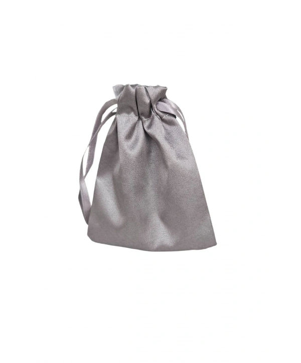 Saten & Parlak Kese Gümüş 25 Adet 9x12 cm Takı, Altın Kesesi (ipli & Büzgülü)