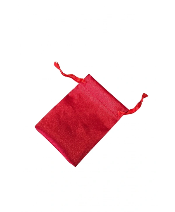 Saten & Parlak Kese Kırmızı 25 Adet 9x12 cm Takı, Altın Kesesi (ipli & Büzgülü)