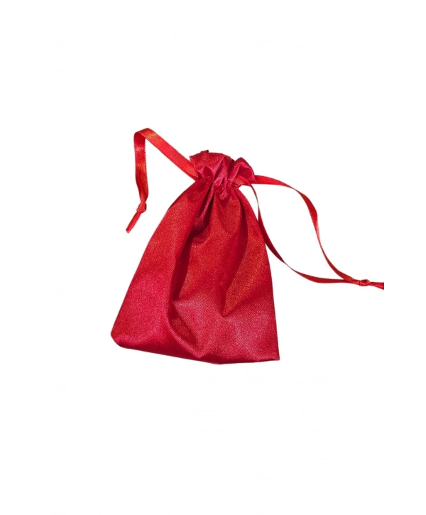 Saten & Parlak Kese Kırmızı 25 Adet 9x12 cm Takı, Altın Kesesi (ipli & Büzgülü)