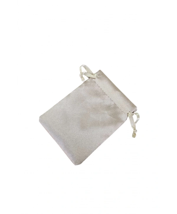 Saten & Parlak Kese Krem 10 Adet 9x12 cm Takı, Altın Kesesi (ipli & Büzgülü)