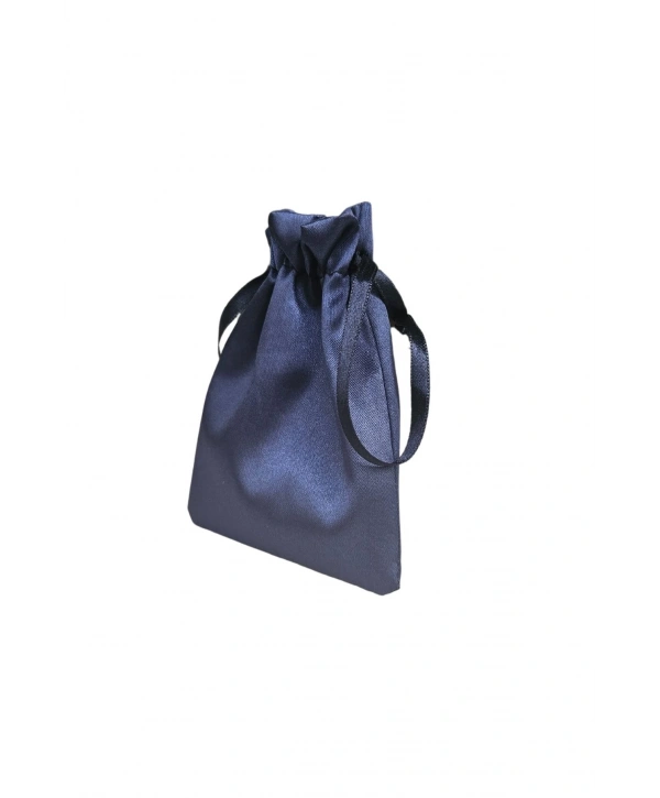Saten & Parlak Kese Lacivert 25 Adet 9x12 cm Takı, Altın Kesesi (ipli & Büzgülü)