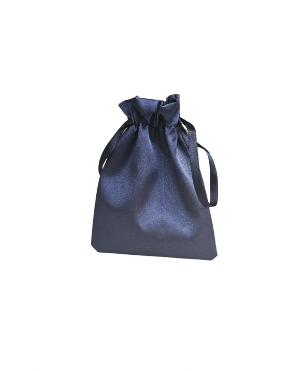 Saten & Parlak Kese Lacivert 25 Adet 9x12 cm Takı, Altın Kesesi (ipli & Büzgülü)