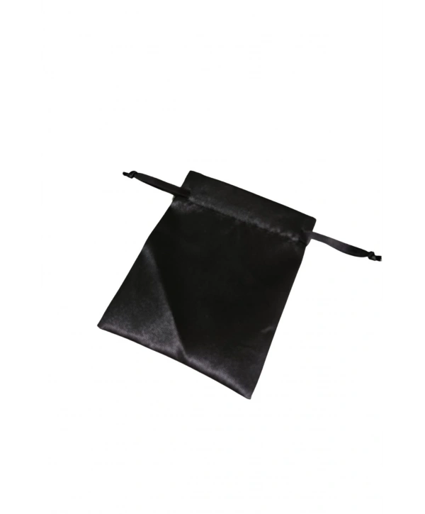 Saten & Parlak Kese Siyah 25 Adet 9x12 cm Takı, Altın Kesesi (ipli & Büzgülü)