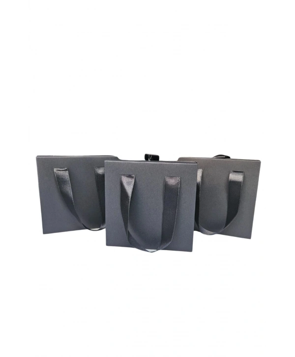 Siyah 6 Adet Çekmeceli ve Çantalı Karton Kolye&Mini set Kutusu (12x12 cm )