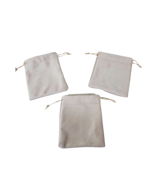 Soft Tay Tüyü Kese Krem 25 Adet 12x13 cm Takı, Altın Kesesi (ipli & Büzgülü)