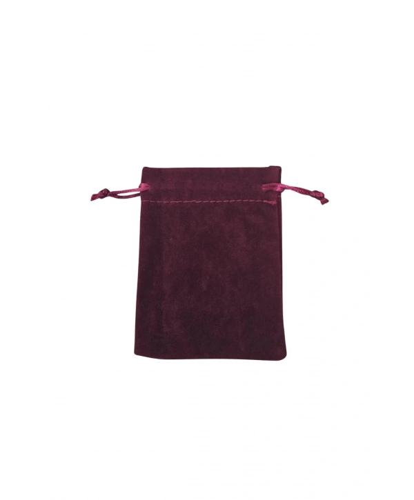 Süet & Kadife Duble Kese Bordo 10 Adet 9x12 cm Takı, Altın Kesesi (ipli & Büzgülü)