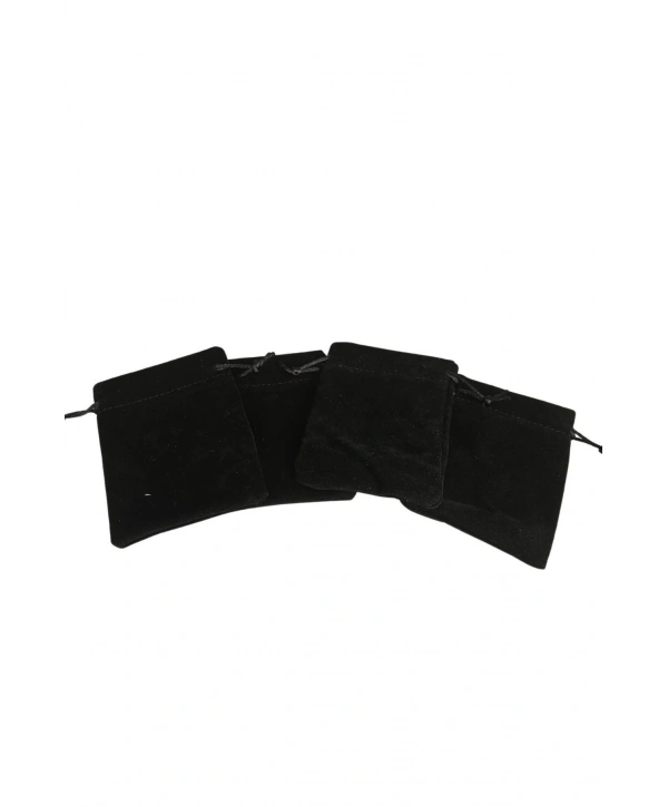 Süet & Kadife Duble Kese Siyah 25 Adet 9x12 cm Takı, Altın Kesesi (ipli & Büzgülü)