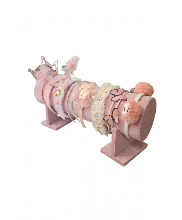 Taç,Toka Ve Saç Bandı Standı ,Düzenleyicisi Ve Organizatörü Süet Pembe(40 cm)