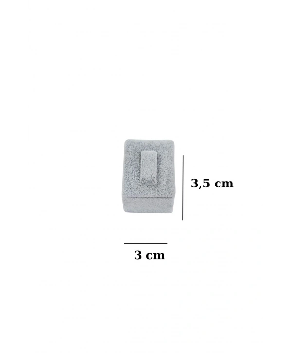 Yüzük Standı Tekli Süet (tırnaklı) 3x3,5 cm Gri