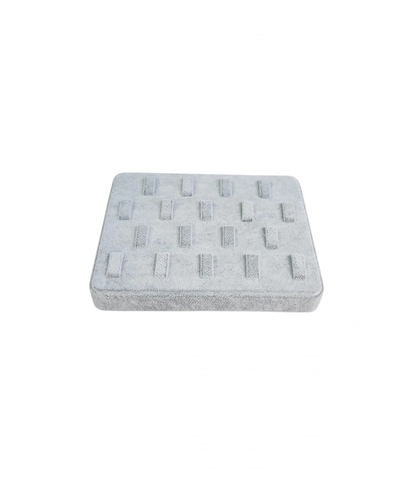 Yüzük Standı ve Tablası (Dikdörtgen) Süet Gri (18 Tırnaklı)