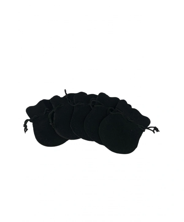 Kadife Kese Siyah 100 Adet 6x8 Boy Takı, Altın Kesesi (İpli & Büzgülü)