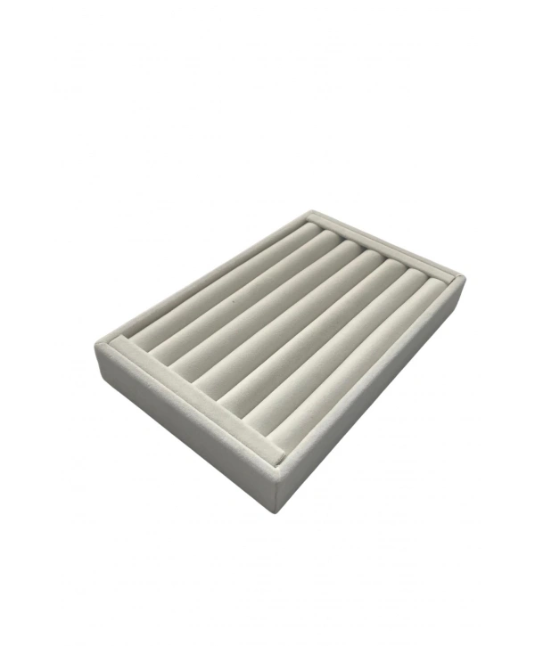 Bilezik & Bileklik & Kelepçe Krem Süet Standı-Tablası Ve Düzenleyici 14x22 cm