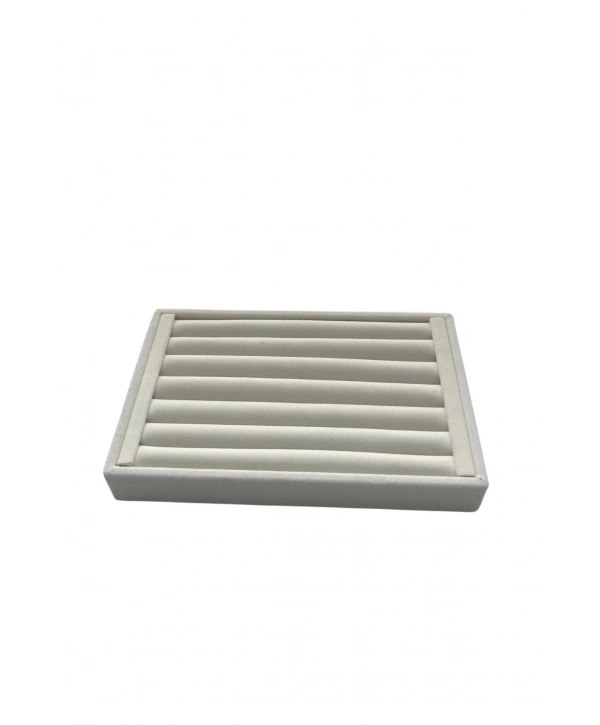 Bilezik & Bileklik & Kelepçe Krem Süet Standı-Tablası Ve Düzenleyici 14x22 cm