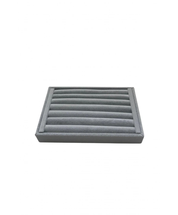 Bilezik & Bileklik & Kelepçe Gri Süet Standı-Tablası Ve Düzenleyici 14x22 cm