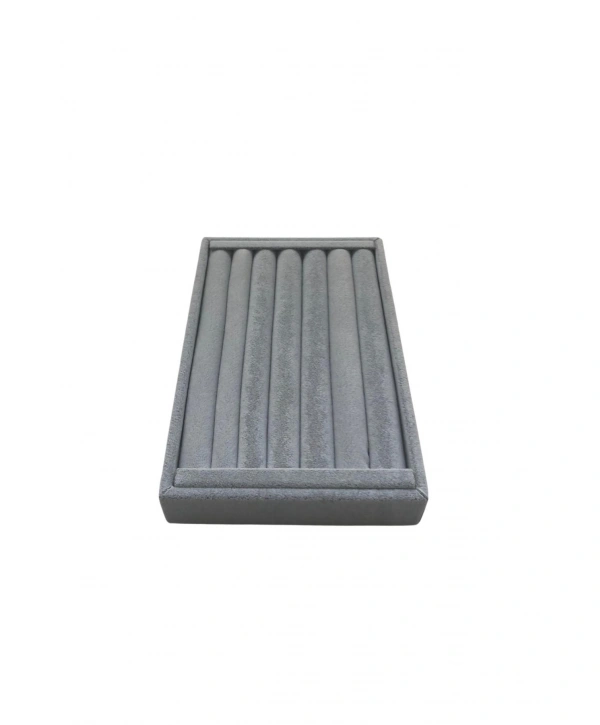 Bilezik & Bileklik & Kelepçe Gri Süet Standı-Tablası Ve Düzenleyici 14x22 cm