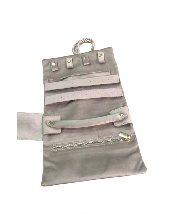 Takı,Seyahat ve Mücevher Rulosu& Düzenleyicisi Ve Çantası /Parlak Sütlü Kahve (Fermuarlı ve ipli)