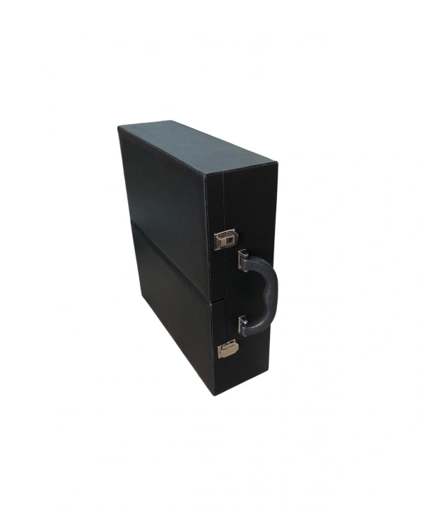 61li Tesbih (Ahşap Kasa) Siyah Deri kuluplu Çanta 35x38 cm