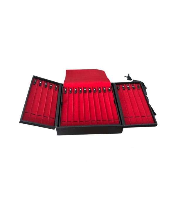 61li Tesbih (Ahşap Kasa) Siyah Deri kuluplu Çanta 35x38 cm