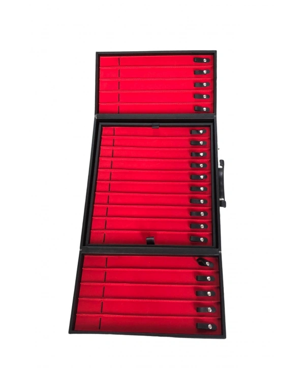 31li Tesbih (Ahşap Kasa) Siyah Deri kuluplu Çanta 35x38 cm