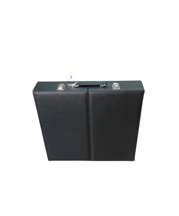 31li Tesbih (Ahşap Kasa) Siyah Deri kuluplu Çanta 35x38 cm