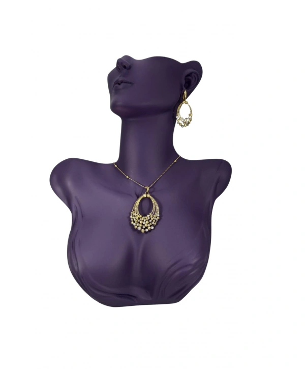 Polyester Kolye&Gerdanlık ve Küpelik Vücut Sergileme Mankeni 32 cm  MOR