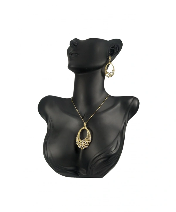 Polyester Kolye&Gerdanlık ve Küpelik Vücut Sergileme Mankeni 32cm  SİYAH