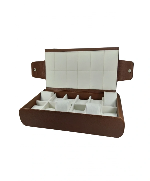 Deri 12 li Saat Çantası Yandan Çıtçıtlı (Taba)