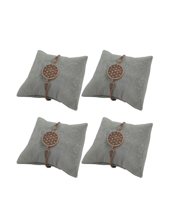 Süet Yastık Düzenleyici (4 Adet) Gri Bileklik & Saat Ve Kelepçe 8X8 Cm