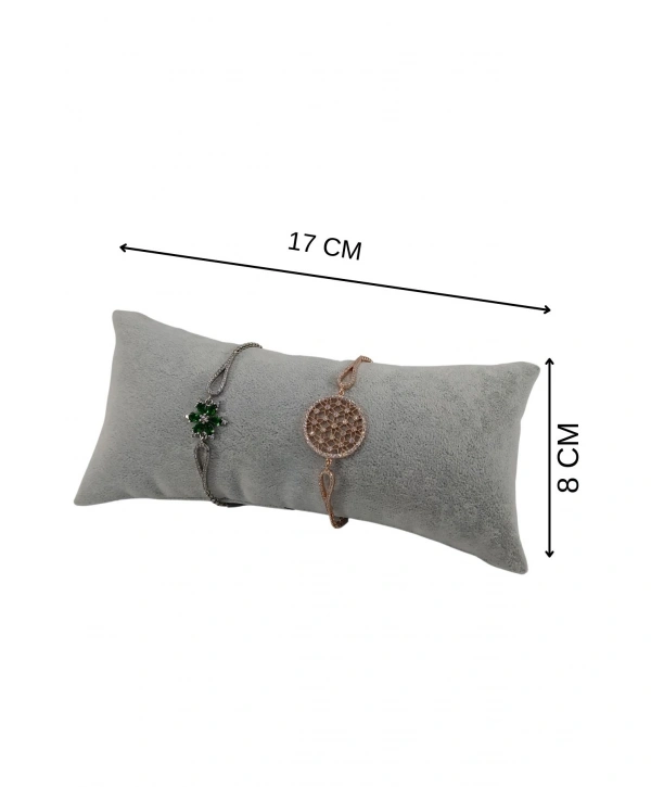 Süet Orta Boy Gri Bileklik & Saat Ve Kelepçe Yastığı 8X17 Cm