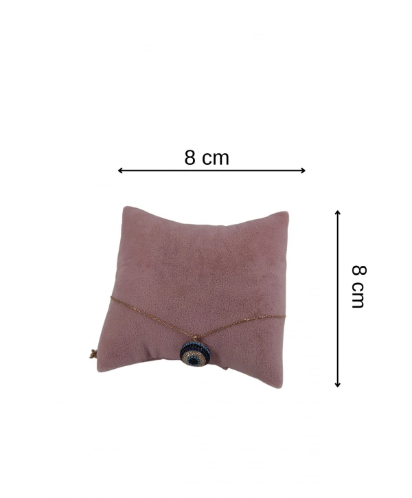 Süet (4 Adet) Pembe Bileklik & Saat Ve Kelepçe Yastığı 8X8 Cm