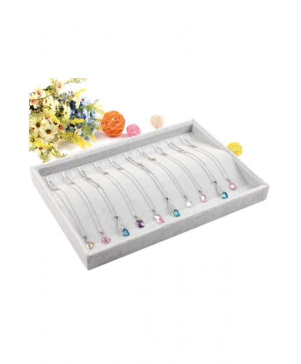 Zincir & Bileklik Takı Tablası  Gri Süet