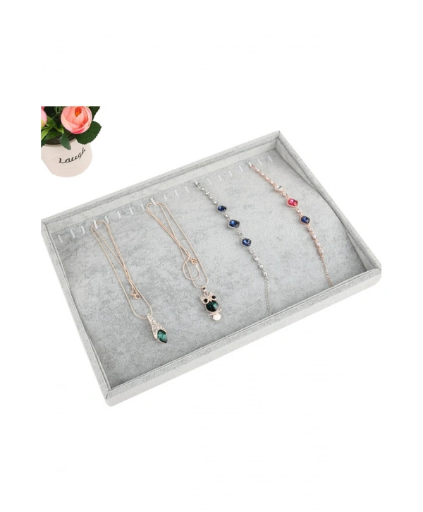 Zincir & Bileklik Takı Tablası  Gri Süet