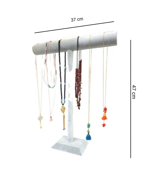 Uzun T  Tesbih Ve Kolye Standı Gri