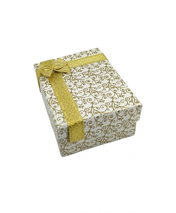 Kurdaleli SertKarton Kolye& Mini Set Kutusu 24 Lü Paket ( Beyaz Zemin *sarı Desenli - Içi Süngerli )